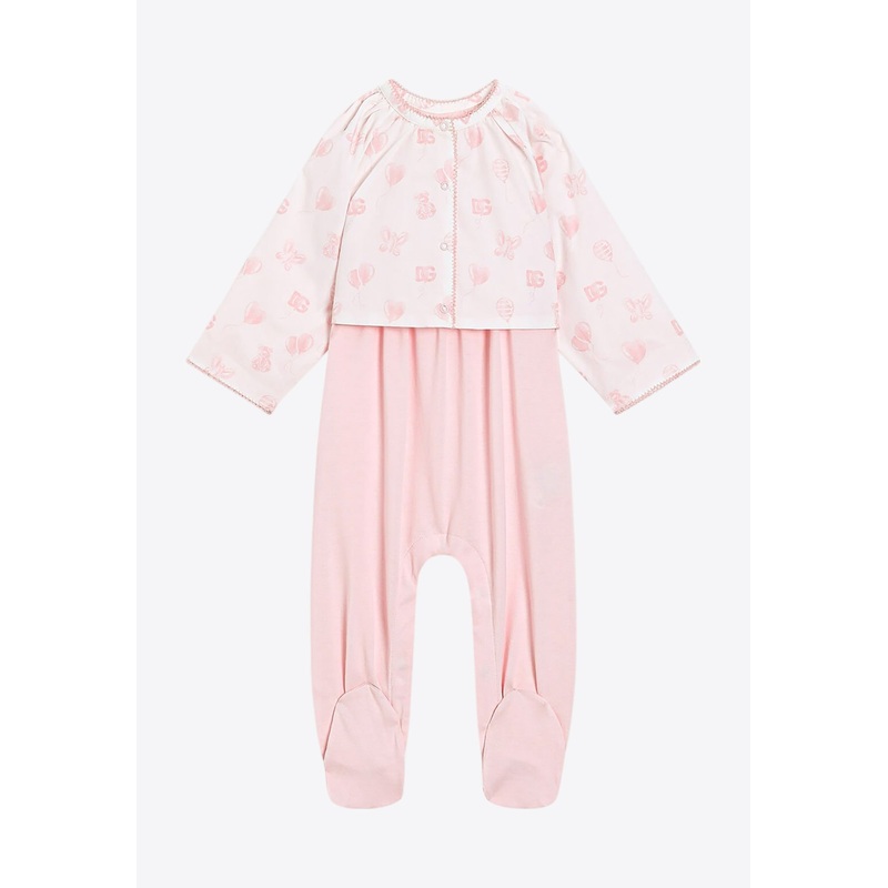 Baby Girls Balloon Print Gift Set – Set of 2 Pink 0-3 Months