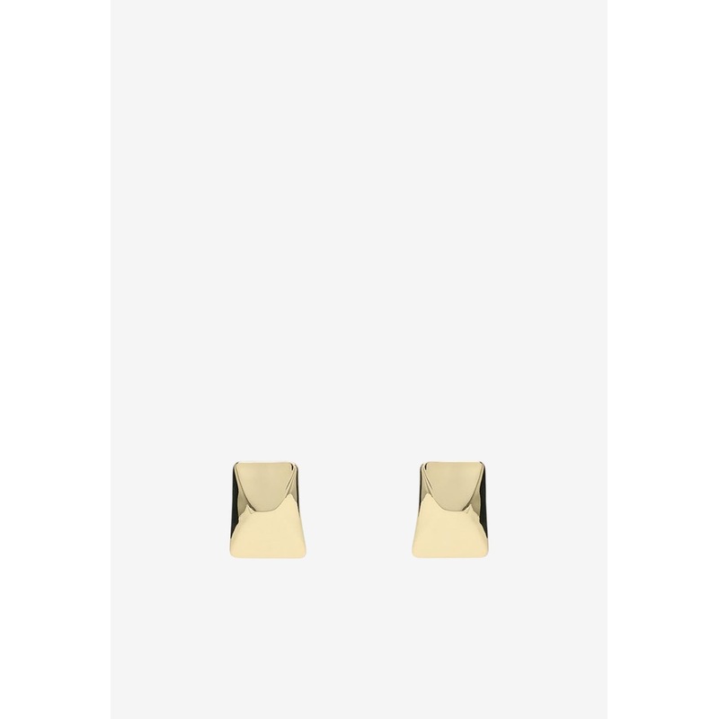 Rectangular Curved Earrings Gold Onesize