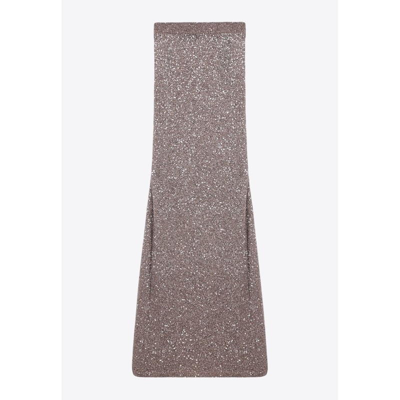 Sequin Embellished Maxi Skirt Brown wrtwstd_S