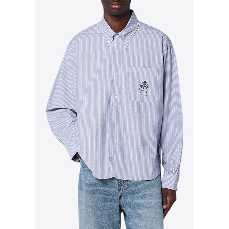 X Brooks Brothers Striped Long-Sleeved Shirt Light Blue mrtwstd_S