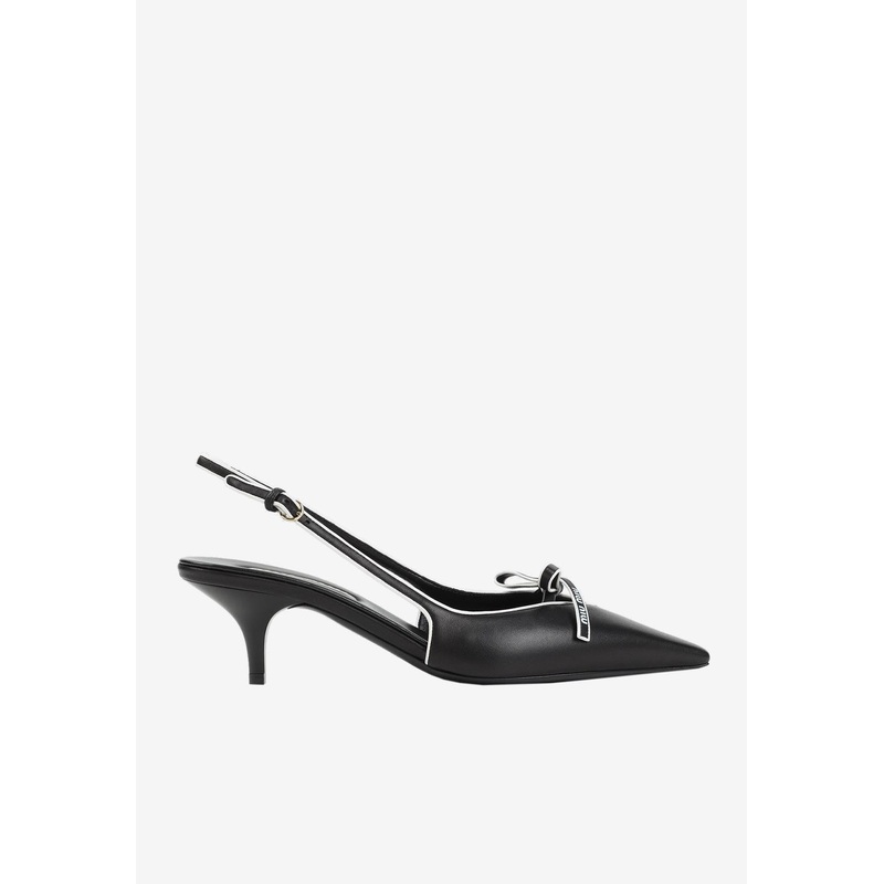55 Nappa Leather Slingback Pumps Black wshoeseu_EU 36
