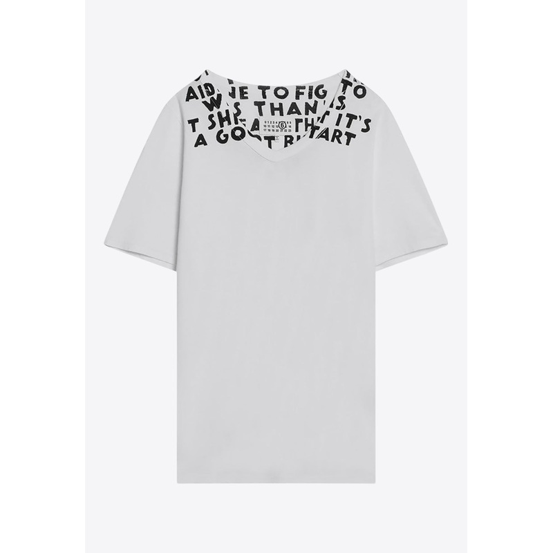 Aids Print V-neck T-shirt White mrtwstd_S