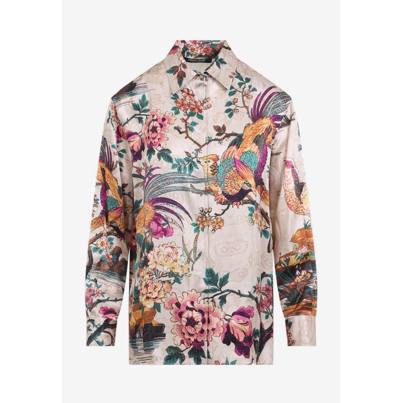 Floral Print Silk Shirt Multicolor wrtwit_IT 38