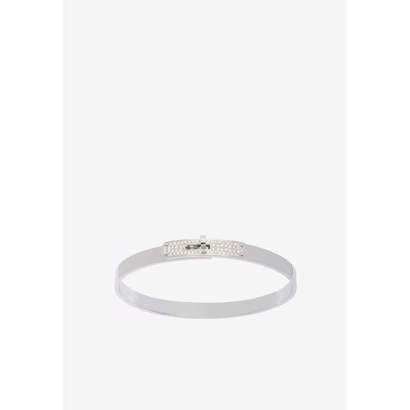 Kelly Bracelet PM in White Gold and Half Diamonds White Gold S