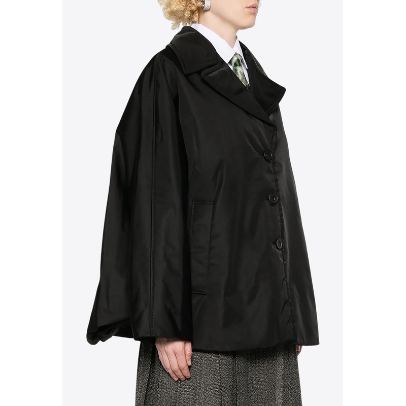 Twill Single-Breasted Cape Coat Black wrtwit_IT 36