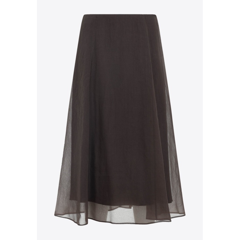 A-line Silk Midi Skirt Brown wrtwit_IT 38