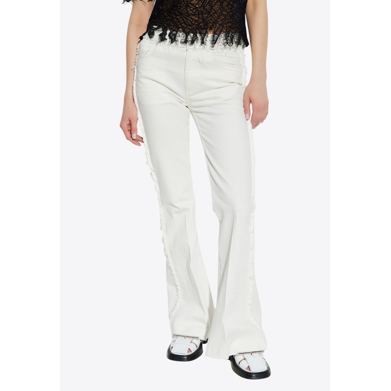 Bootcut Denim Jeans with Raw Finish White wrtwbottoms_24
