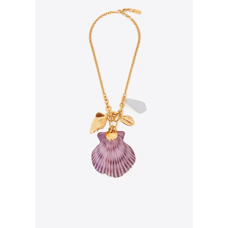 Shells Pendant Chain-Link Necklace Purple Onesize