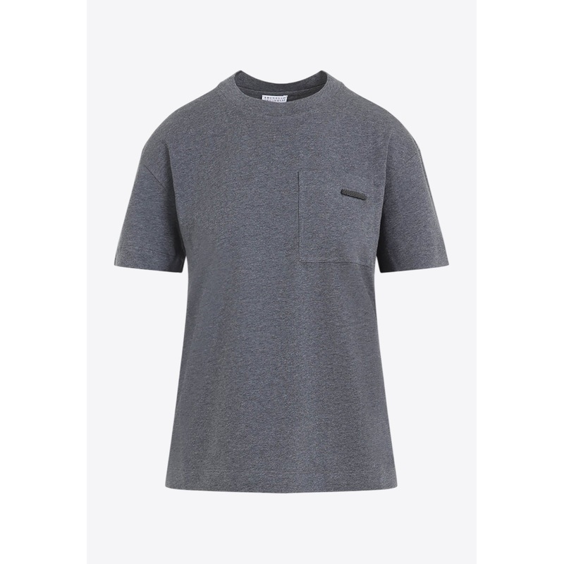 Short-Sleeved Solid T-shirt Gray wrtwstd_XS
