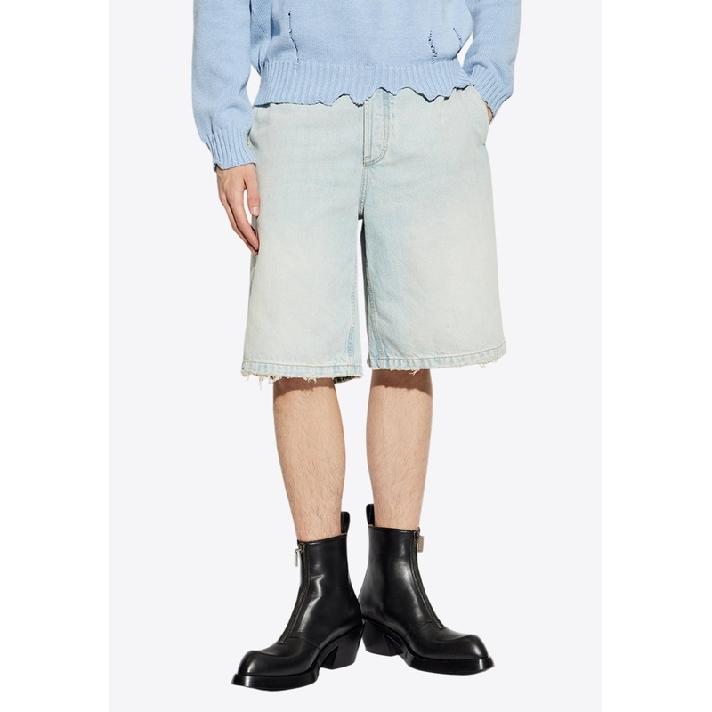 Wide-Leg Bermuda Denim Shorts Light blue mrtwit_IT 46