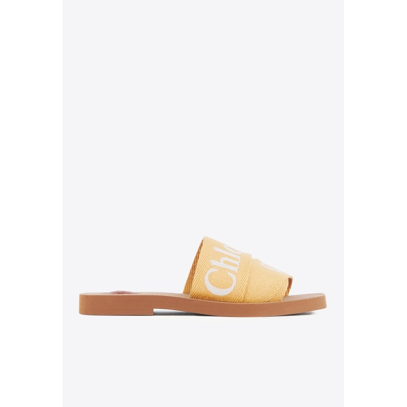 Woody Logo Embroidered Flat Slides Yellow wshoeseu_EU 36