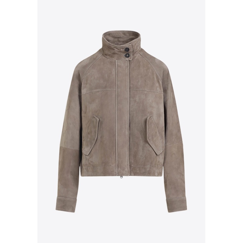 Zip-Up Suede Jacket Brown wrtwit_IT 40