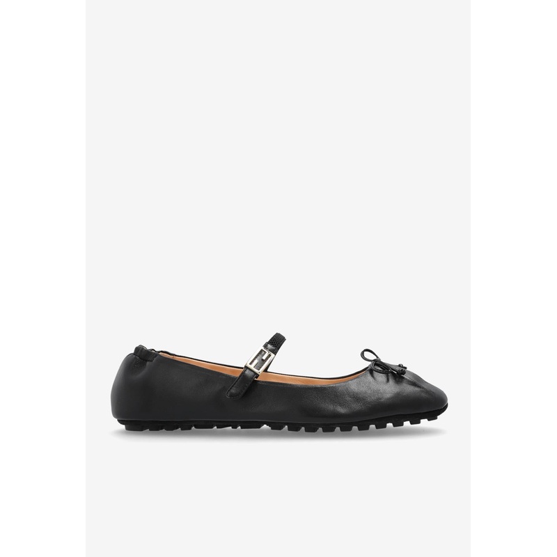 Baguette FF Nappa Leather Ballet Flats Black wshoeseu_EU 35