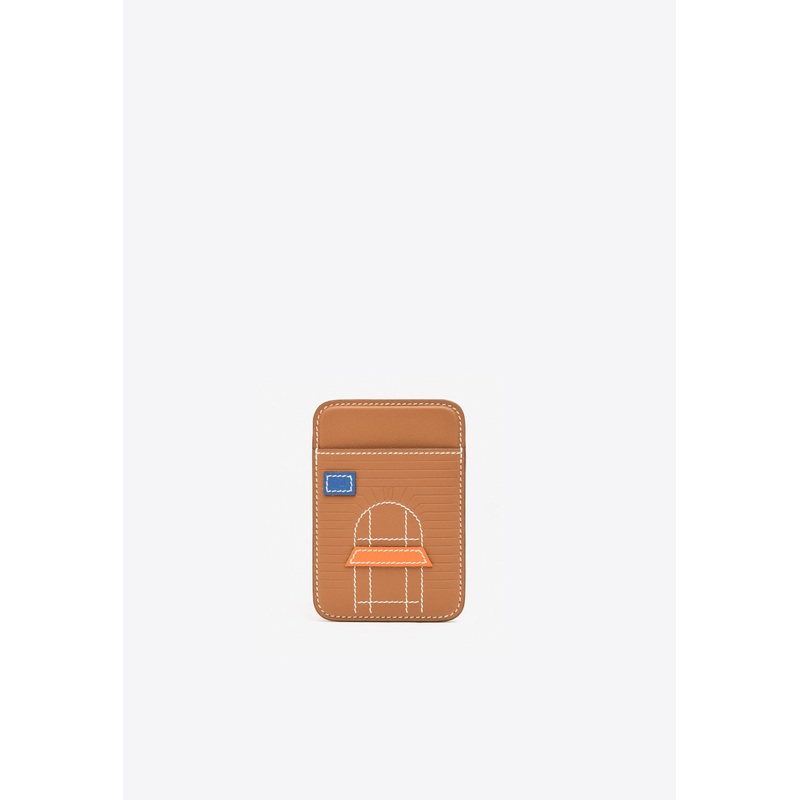 Faubourg MagSafe Cardholder in Gold Swift Leather Brown Onesize