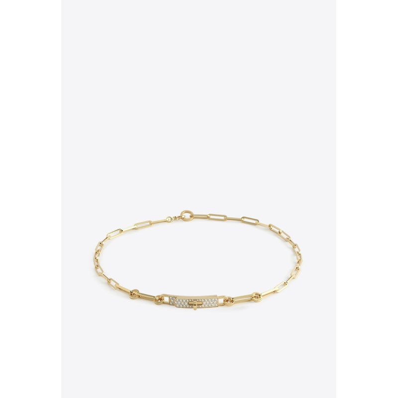 Kelly PM Double Chaine Bracelet in Yellow Gold and Half Diamonds Gold Onesize