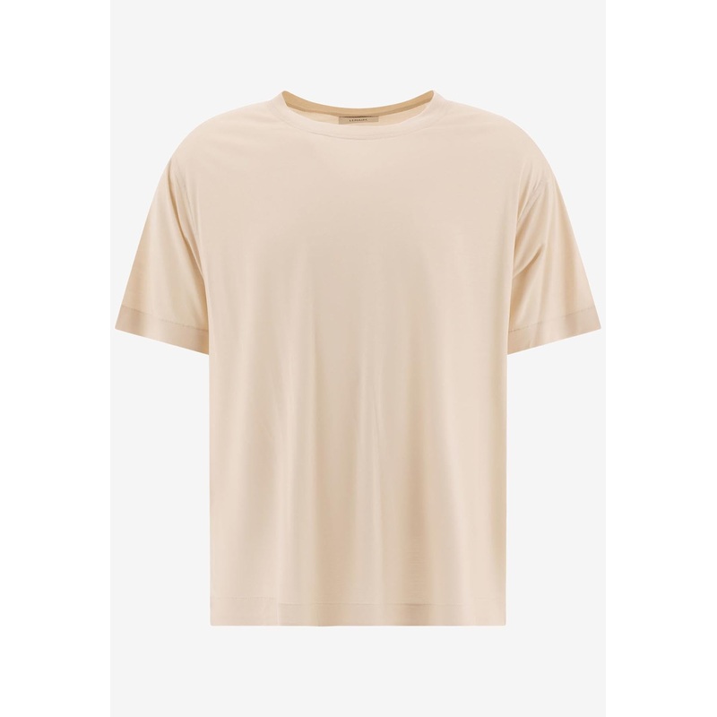 Silk Short-Sleeved T-shirt Beige mrtwstd_S