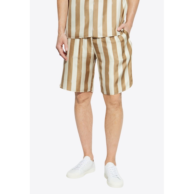 Striped Silk Shorts Beige mrtwit_IT 46