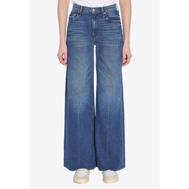 Swisher Sneak Fray Wide-Leg Jeans Blue wrtwbottoms_25