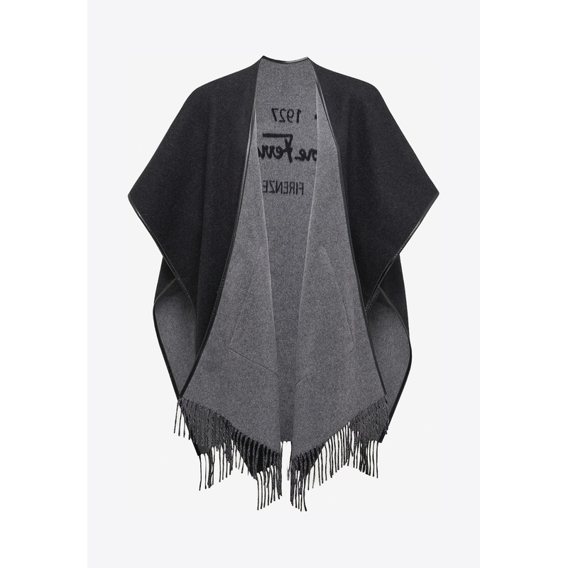 1972 Wool Cashmere Fringed Cape Gray wrtwonesize_Onesize