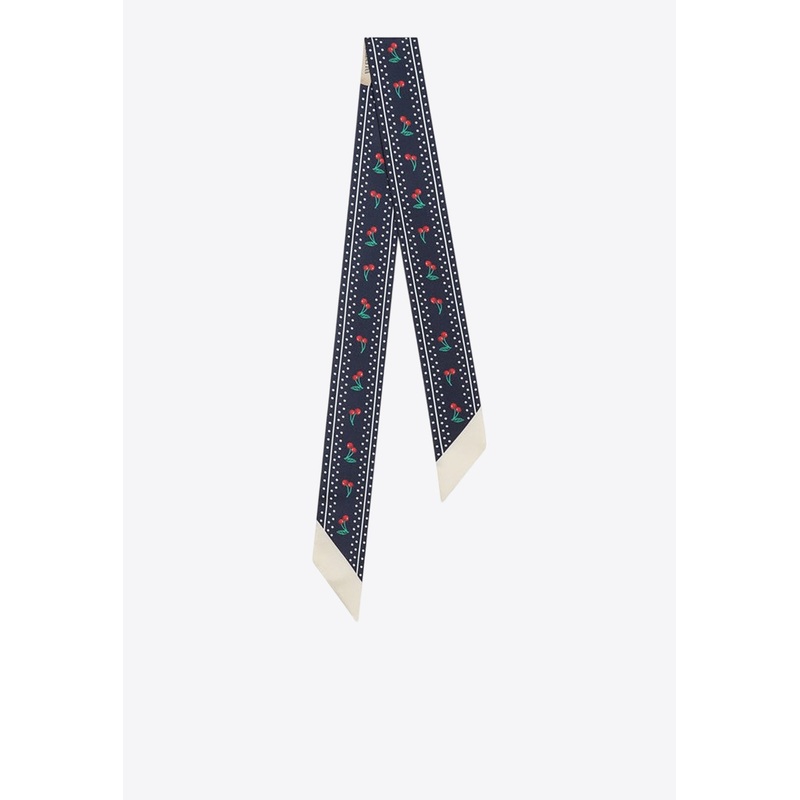 Cherryfic Bandeaux Silk Scarf Blue Onesize