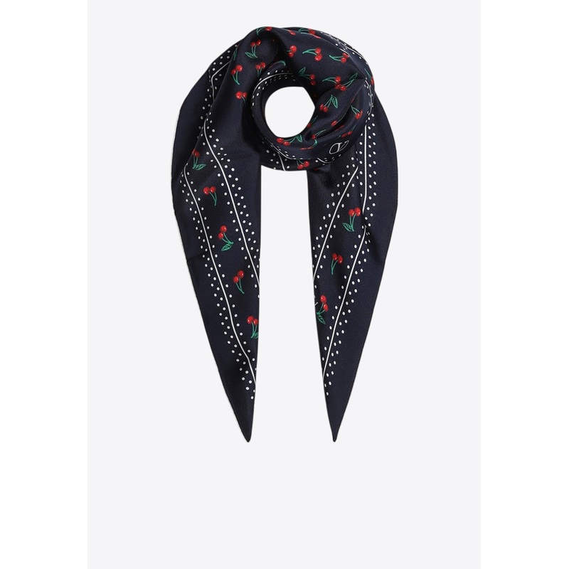 Cherryfic Silk Scarf Blue Onesize