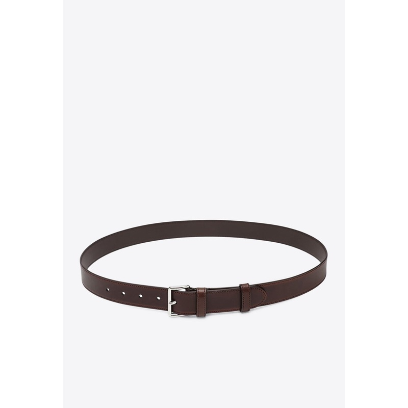 Engraved Logo Leather Belt Brown 85