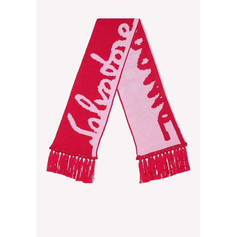 Logo Intarsia Wool Scarf Hot Pink Onesize