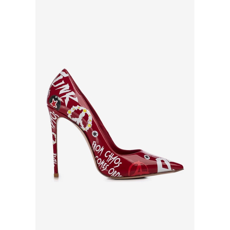 Punk 120 Graffiti Pointed Pumps in Patent Leather Red wshoeseu_EU 36