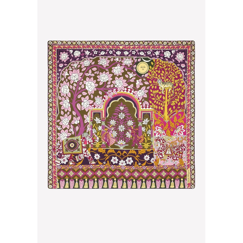 Rajasthan Printed Silk Scarf Multicolor Onesize