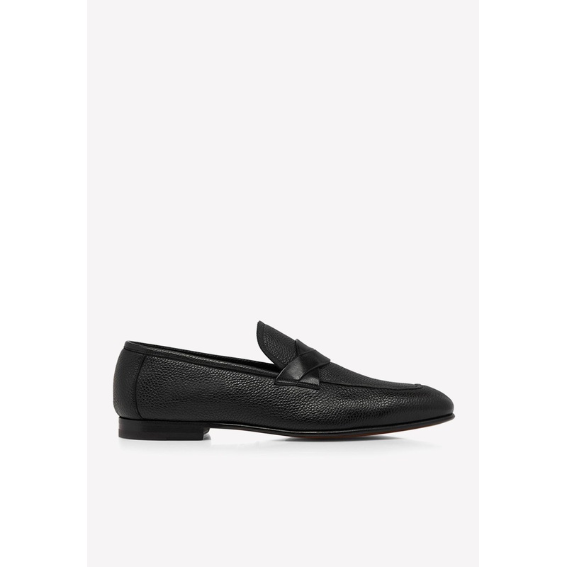 Sean Twisted Band Leather Loafers Black mshoesuk_UK 7
