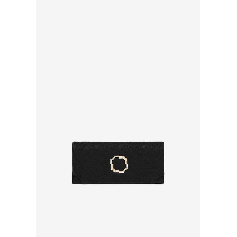 Vivien Crystal-Embellished Lace Satin Clutch Black Onesize