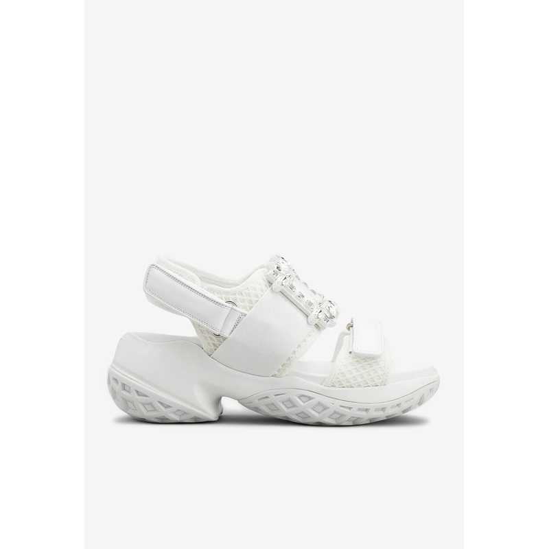 Vivran Crystal Buckle Embellished Sandals White wshoeseu_EU 36