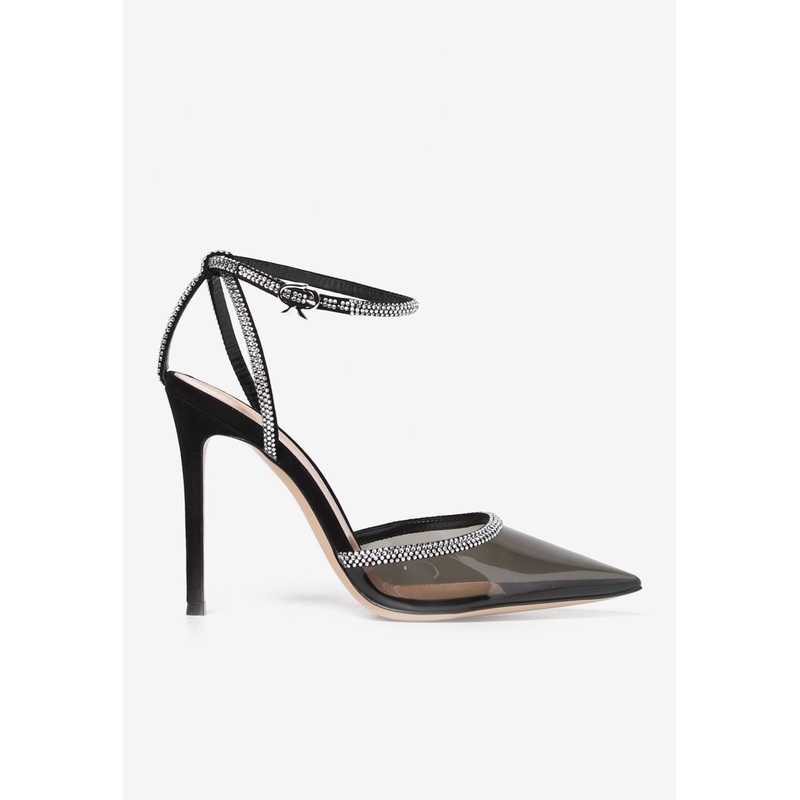 105 Crystal-Embellished Plexiglass Pumps Black wshoeseu_EU 36