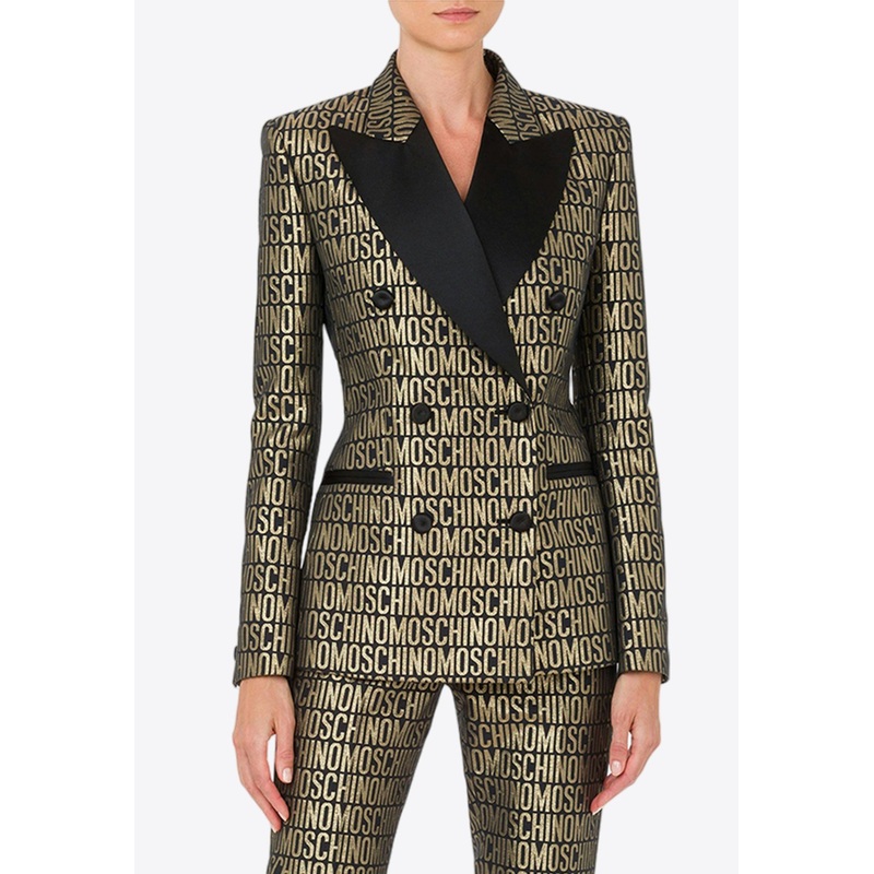All-Over Logo Double-Breasted Blazer Multicolor wrtwit_IT 42