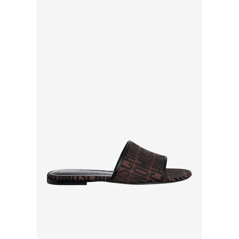 All-Over Logo Flat Sandals Brown wshoeseu_EU 36
