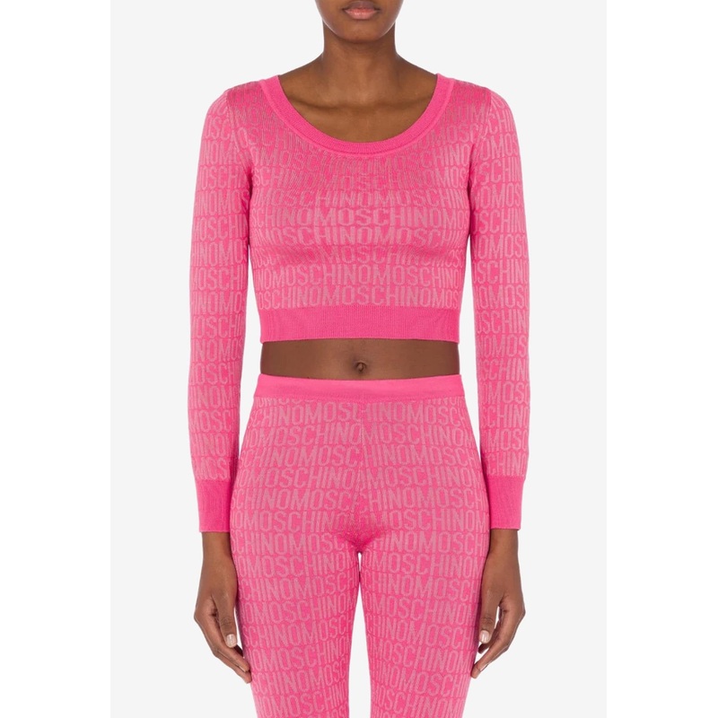 All-Over Logo Jacquard Cropped Top Pink wrtwit_IT 38