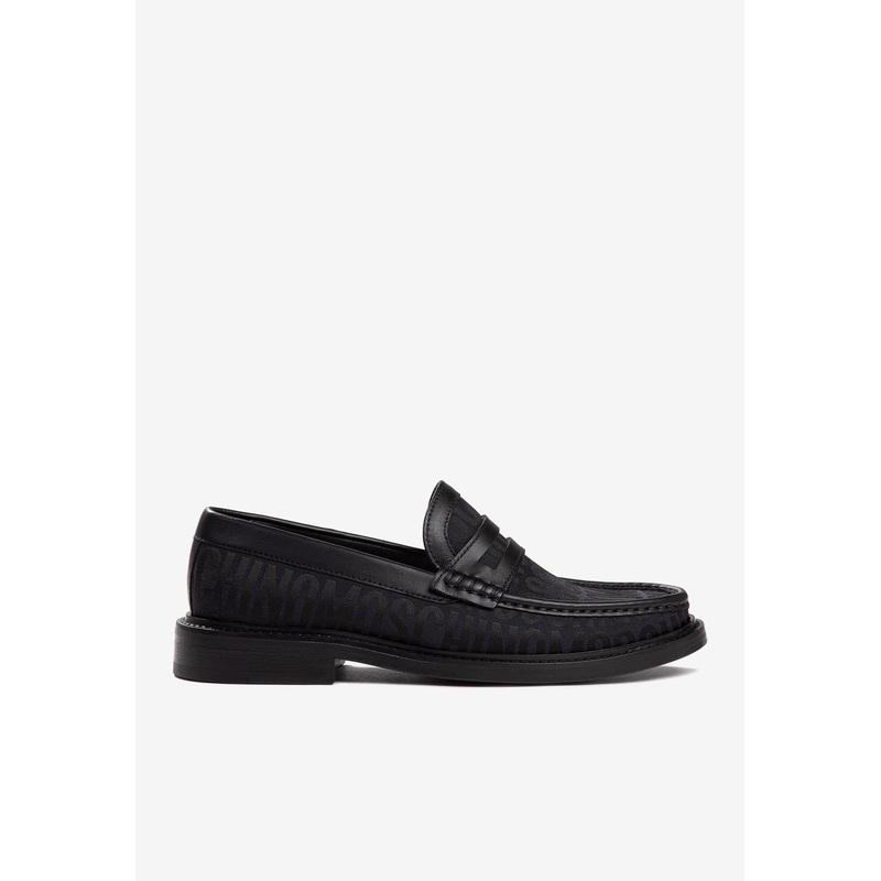 All-Over Logo Leather Loafers Black mshoeseu_EU 40