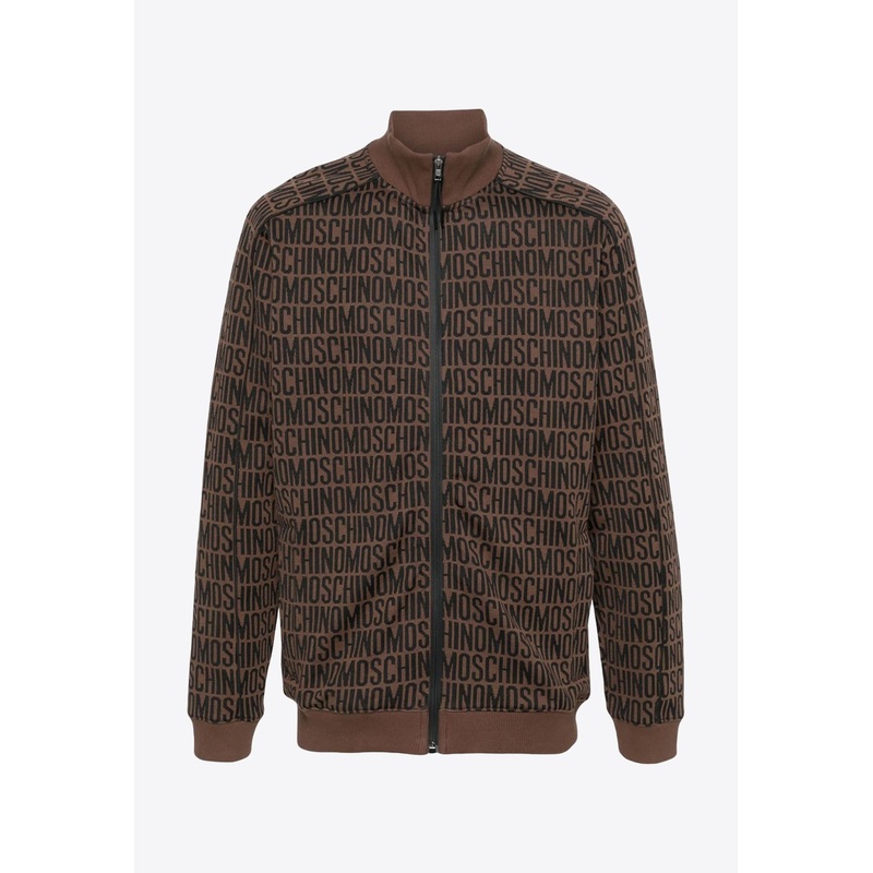 All-Over Logo Zip-Up Jacket Brown mrtwit_IT 46