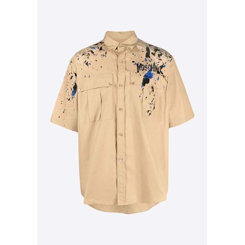 Paint Effect Short-Sleeved Shirt Beige mrtwshirtseu_EU 38
