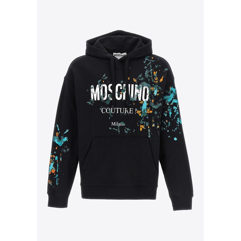 Paint-Splatter Logo Hooded Sweatshirt Black mrtwit_IT 46