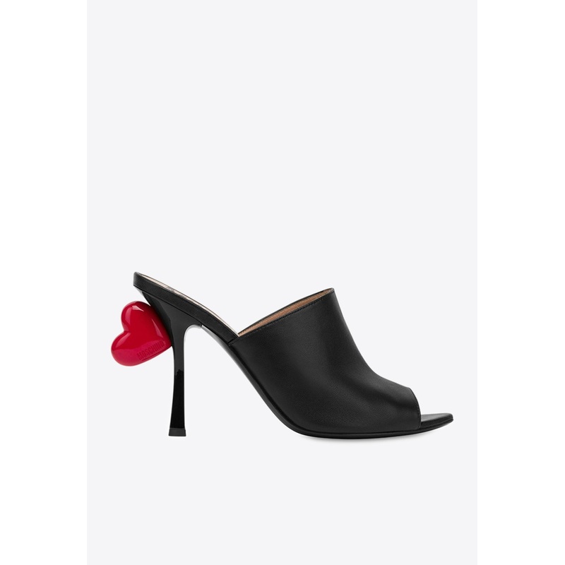 100 Heart Mules in Nappa Leather Black wshoeseu_EU 36