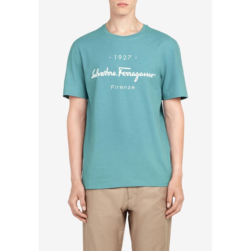 1927 Signature Print T-shirt Blue mrtwstd_XS