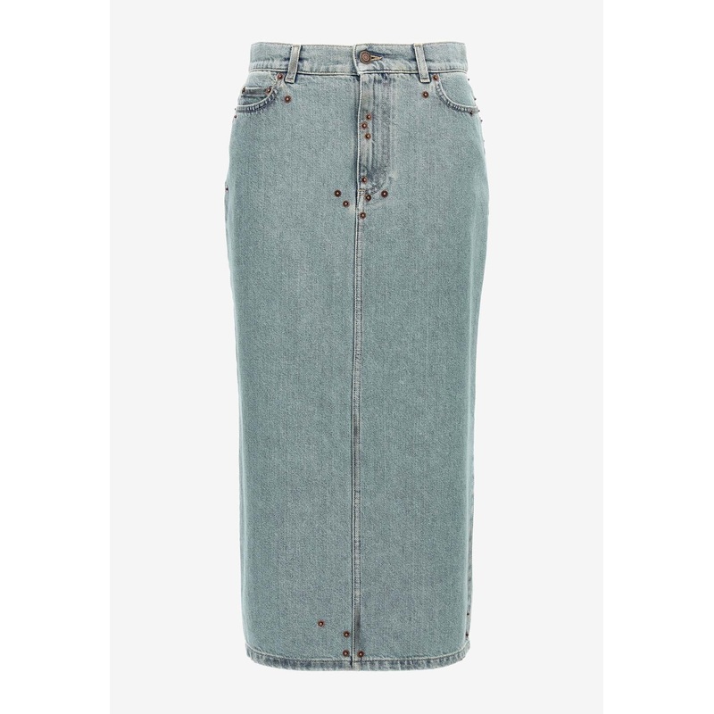 Rivets Midi Denim Skirt Blue wrtwit_IT 42
