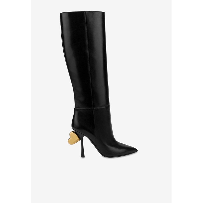 Sweet Hearts 100 Leather Knee-High Boots Black wshoeseu_EU 37