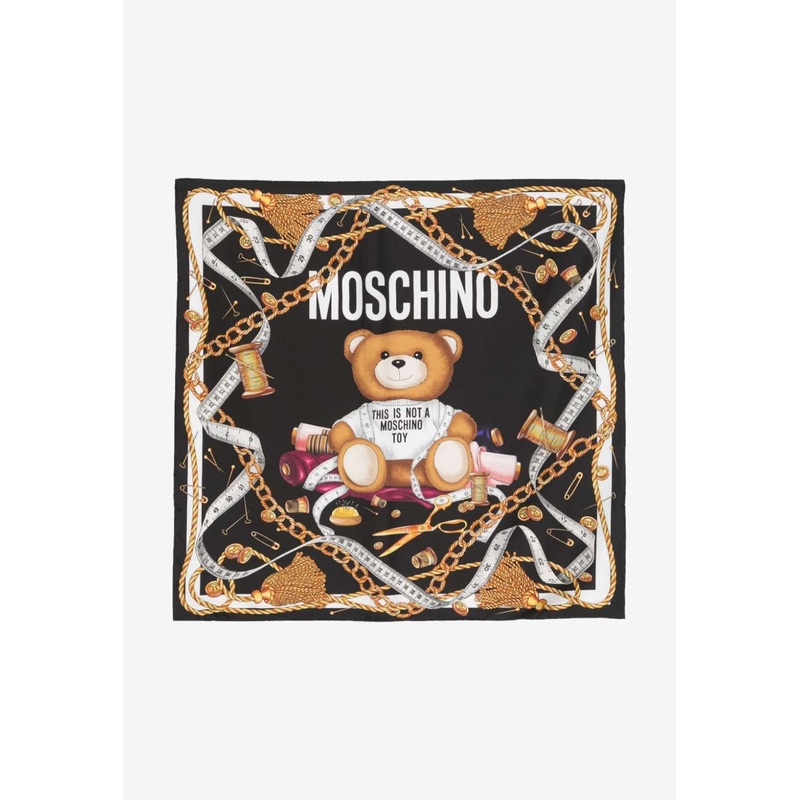 Toy Bear Print Silk Scarf Multicolor Onesize