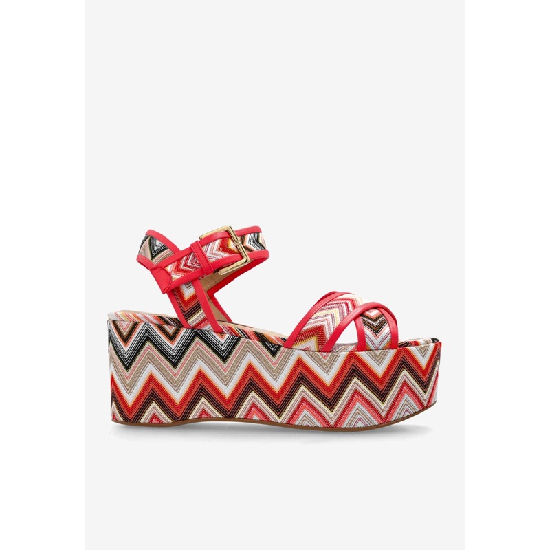 80 Patterned Platform Sandals Multicolor wshoeseu_EU 36