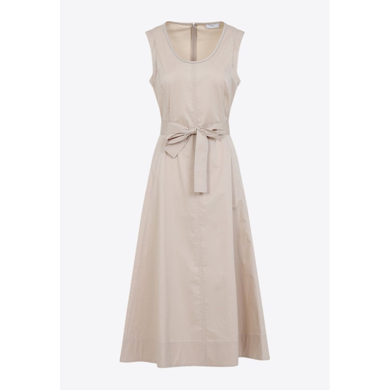 Belted Maxi Sleeveless Dress Beige wrtwit_IT 38