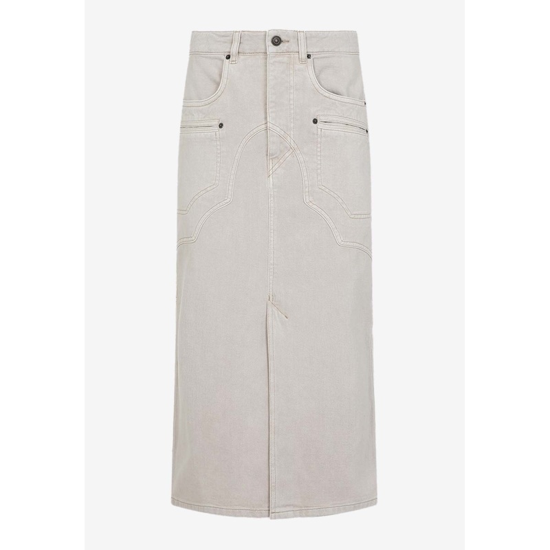 Britt Midi Denim Skirt Ecru wrtwfr_FR 34