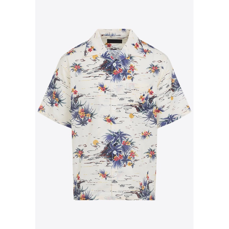 Floral Print Short-Sleeved Shirt Multicolor mrtwstd_S