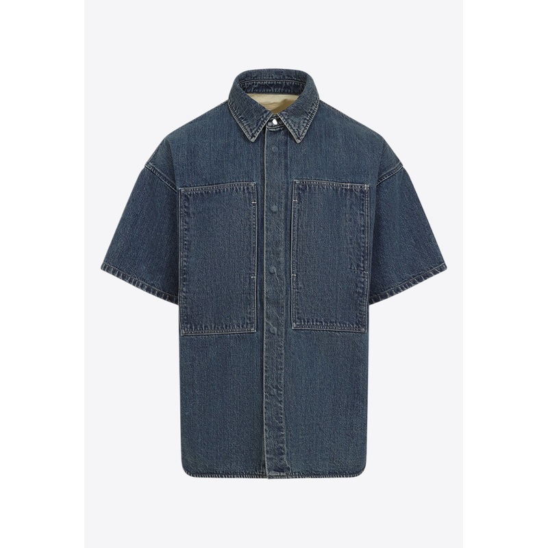Short-Sleeved Denim Shirt Blue mrtwstd_S